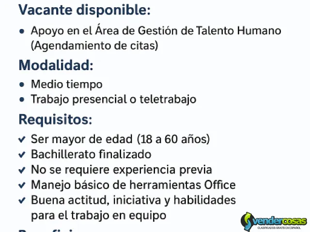 buscas trabajo con horarios flexibles - Bogotá, Bolívar - Vender Cosas_id25873-1