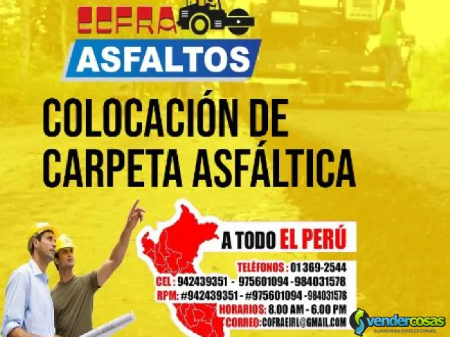 COLOCACION DE CARPETA ASFALTICA - Lima, Cajamarca - Vender Cosas_id24849-1