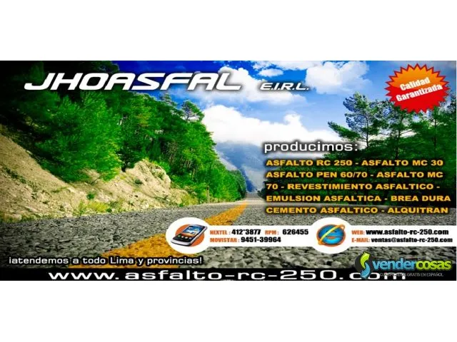Jhoasfal para el peru, venta de asfalto liquido rc-250 1