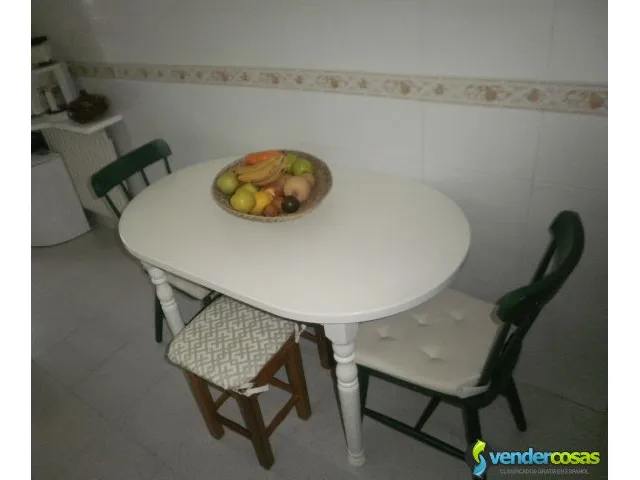 Mesa de cocina madera lacada blanco 1