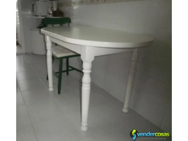 Mesa de cocina madera lacada blanco 2