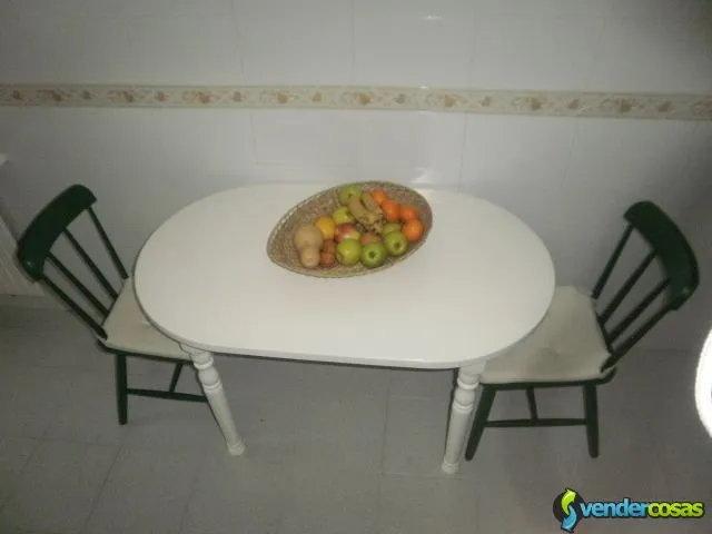 Mesa de cocina madera lacada blanco 5