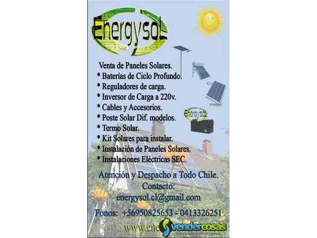 Paneles solares, baterías, poste solar - energysol 1