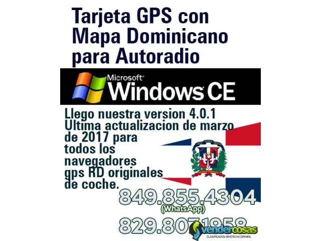 Tarjeta gps con mapa dominicano para autoradio win 1