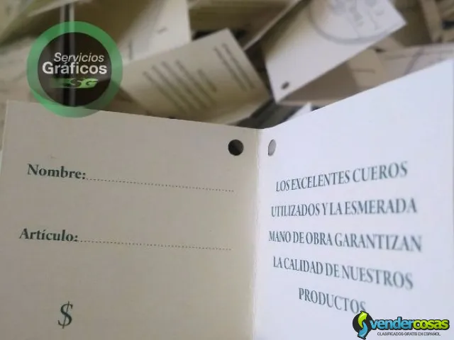 Tarjetas Colgantes / Hang Tags Personalizados - San Miguel, Buenos Aires - Vender Cosas_id25966-2