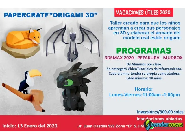 Vacaciones utiles2020: videojuegos 3d y origami3d 3