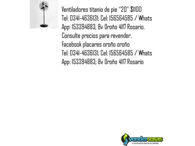 Ventilador titanio $1100 oroño 4117 4